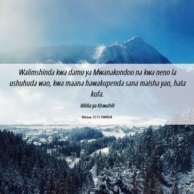 Picture 06 - Ufunuo 12:11 SWHULB - Walimshinda kwa damu ya Mwanakondoo na kwa neno - Bible Verse Picture