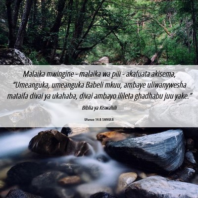 Picture 06 - Ufunuo 14:8 SWHULB - Malaika mwingine - malaika wa pili - akafuata - Bible Verse Picture