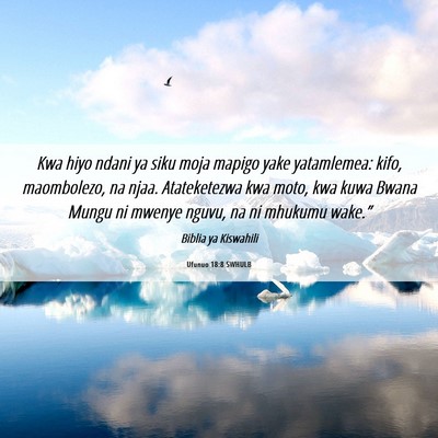 Picture 06 - Ufunuo 18:8 SWHULB - Kwa hiyo ndani ya siku moja mapigo yake - Bible Verse Picture