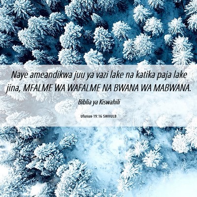 Picture 06 - Ufunuo 19:16 SWHULB - Naye ameandikwa juu ya vazi lake na katika paja - Bible Verse Picture