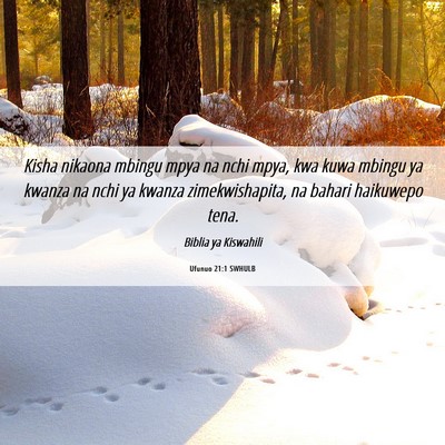 Picture 06 - Ufunuo 21:1 SWHULB - Kisha nikaona mbingu mpya na nchi mpya, kwa kuwa - Bible Verse Picture