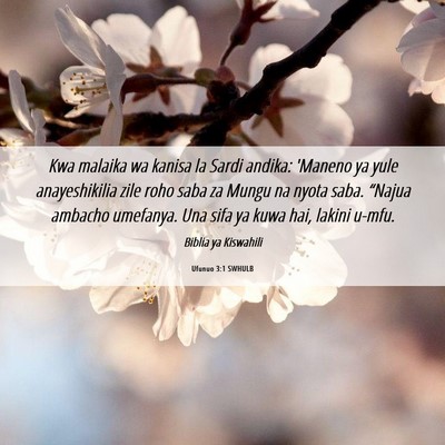 Picture 06 - Ufunuo 3:1 SWHULB - Kwa malaika wa kanisa la Sardi andika: 'Maneno ya - Bible Verse Picture