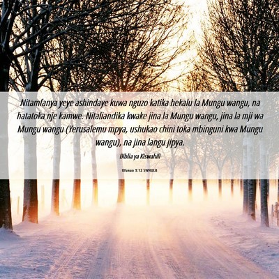 Picture 06 - Ufunuo 3:12 SWHULB - Nitamfanya yeye ashindaye kuwa nguzo katika - Bible Verse Picture
