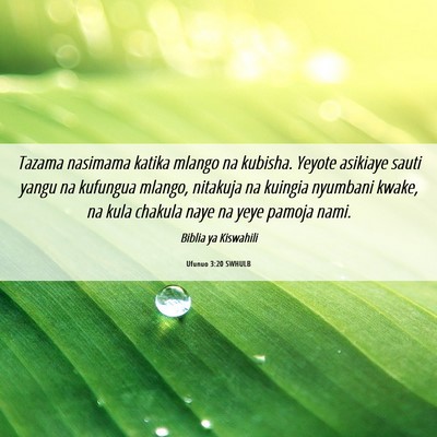 Picture 06 - Ufunuo 3:20 SWHULB - Tazama nasimama katika mlango na kubisha. Yeyote - Bible Verse Picture