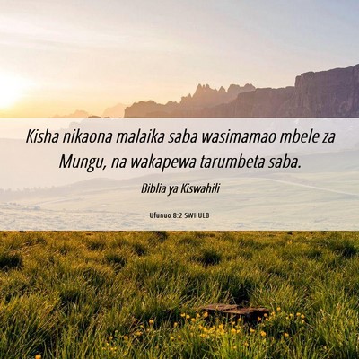 Picture 06 - Ufunuo 8:2 SWHULB - Kisha nikaona malaika saba wasimamao mbele za - Bible Verse Picture