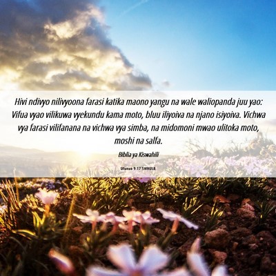 Picture 06 - Ufunuo 9:17 SWHULB - Hivi ndivyo nilivyoona farasi katika maono yangu - Bible Verse Picture