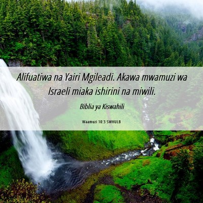 Picture 06 - Waamuzi 10:3 SWHULB - Alifuatiwa na Yairi Mgileadi. Akawa mwamuzi wa - Bible Verse Picture