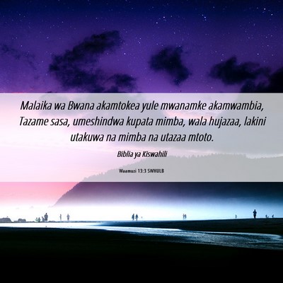 Picture 06 - Waamuzi 13:3 SWHULB - Malaika wa Bwana akamtokea yule mwanamke - Bible Verse Picture