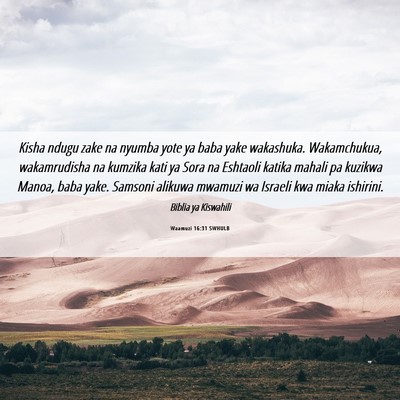 Picture 06 - Waamuzi 16:31 SWHULB - Kisha ndugu zake na nyumba yote ya baba yake - Bible Verse Picture