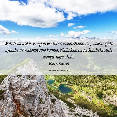 Picture 06 - Waamuzi 20:5 SWHULB - Wakati wa usiku, viongozi wa Gibea - Bible Verse Picture