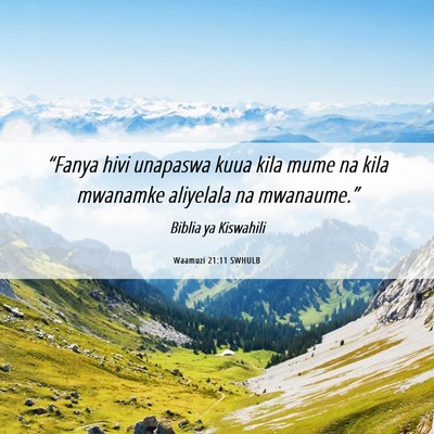 Picture 06 - Waamuzi 21:11 SWHULB - “Fanya hivi unapaswa kuua kila mume na kila - Bible Verse Picture