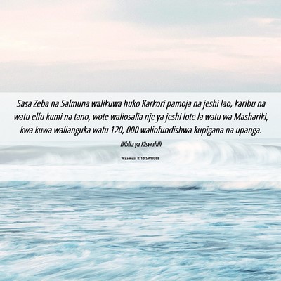 Picture 06 - Waamuzi 8:10 SWHULB - Sasa Zeba na Salmuna walikuwa huko Karkori pamoja - Bible Verse Picture