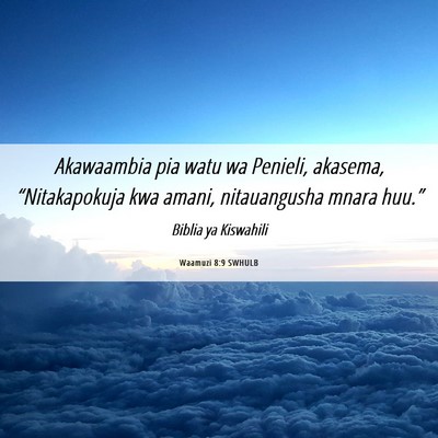 Picture 06 - Waamuzi 8:9 SWHULB - Akawaambia pia watu wa Penieli, akasema, - Bible Verse Picture