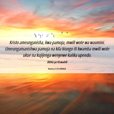 Picture 06 - Waefeso 4:16 SWHULB - Kristo ameunganisha, kwa pamoja, mwili wote wa - Bible Verse Picture