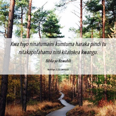 Picture 06 - Wafilipi 2:23 SWHULB - Kwa hiyo ninatumaini kumtuma haraka pindi tu - Bible Verse Picture