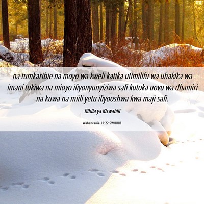 Picture 06 - Wahebrania 10:22 SWHULB - na tumkaribie na moyo wa kweli katika utimilifu - Bible Verse Picture