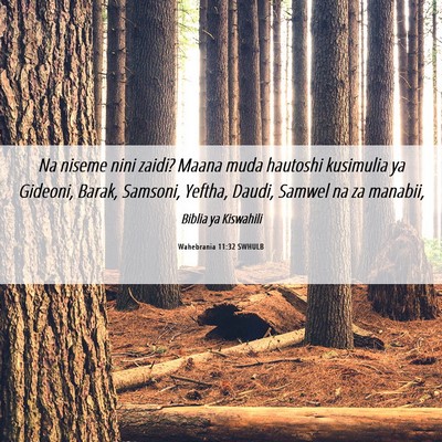 Picture 06 - Wahebrania 11:32 SWHULB - Na niseme nini zaidi? Maana muda hautoshi - Bible Verse Picture