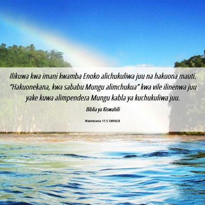 Picture 06 - Wahebrania 11:5 SWHULB - Ilikuwa kwa imani kwamba Enoko alichukuliwa juu - Bible Verse Picture
