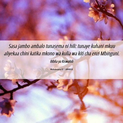 Picture 06 - Wahebrania 8:1 SWHULB - Sasa jambo ambalo tunasema ni hili: tunaye kuhani - Bible Verse Picture