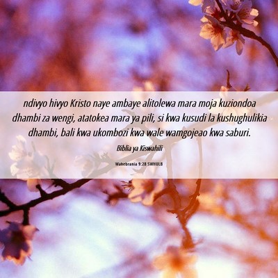 Picture 06 - Wahebrania 9:28 SWHULB - ndivyo hivyo Kristo naye ambaye alitolewa mara - Bible Verse Picture