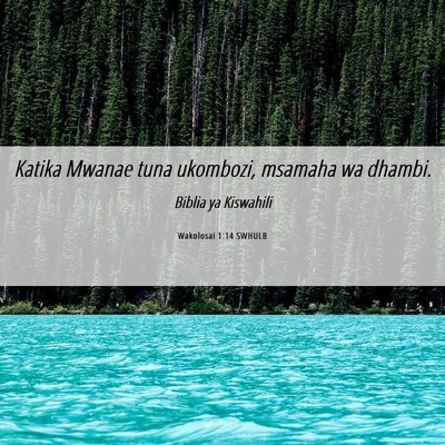 Picture 06 - Wakolosai 1:14 SWHULB - Katika Mwanae tuna ukombozi, msamaha wa - Bible Verse Picture