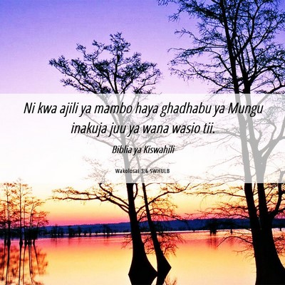 Picture 06 - Wakolosai 3:6 SWHULB - Ni kwa ajili ya mambo haya ghadhabu ya Mungu - Bible Verse Picture