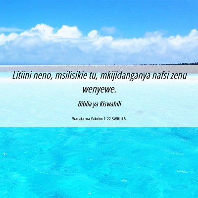 Picture 06 - Waraka wa Yakobo 1:22 SWHULB - Litiini neno, msilisikie tu, mkijidanganya nafsi - Bible Verse Picture