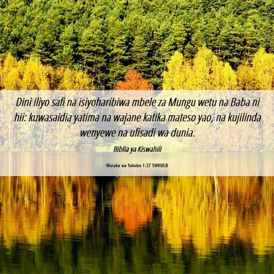 Picture 06 - Waraka wa Yakobo 1:27 SWHULB - Dini iliyo safi na isiyoharibiwa mbele za Mungu - Bible Verse Picture