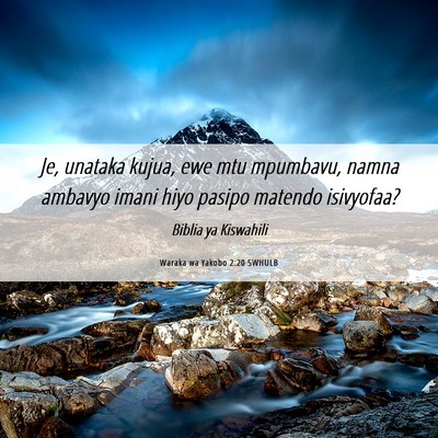 Picture 06 - Waraka wa Yakobo 2:20 SWHULB - Je, unataka kujua, ewe mtu mpumbavu, namna - Bible Verse Picture