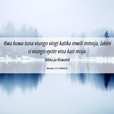 Picture 06 - Warumi 12:4 SWHULB - Kwa kuwa tuna viungo vingi katika mwili mmoja, - Bible Verse Picture