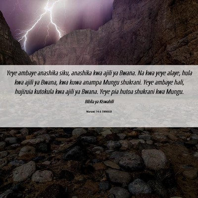 Picture 06 - Warumi 14:6 SWHULB - Yeye ambaye anashika siku, anashika kwa ajili ya - Bible Verse Picture