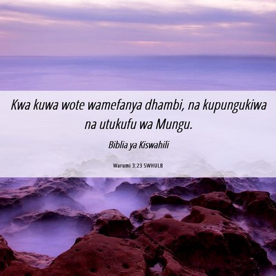 Picture 06 - Warumi 3:23 SWHULB - Kwa kuwa wote wamefanya dhambi, na kupungukiwa na - Bible Verse Picture