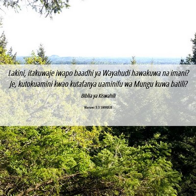 Picture 06 - Warumi 3:3 SWHULB - Lakini, itakuwaje iwapo baadhi ya Wayahudi - Bible Verse Picture