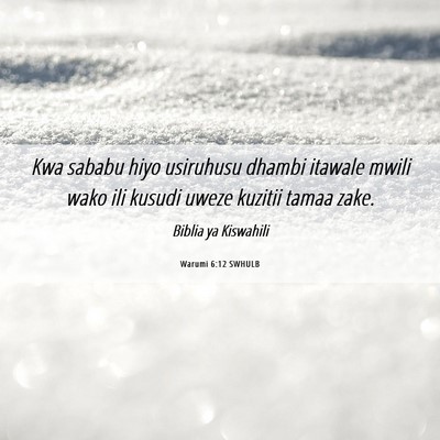 Picture 06 - Warumi 6:12 SWHULB - Kwa sababu hiyo usiruhusu dhambi itawale mwili - Bible Verse Picture