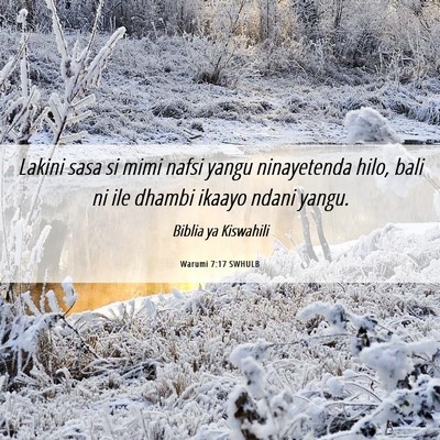 Picture 06 - Warumi 7:17 SWHULB - Lakini sasa si mimi nafsi yangu ninayetenda hilo, - Bible Verse Picture