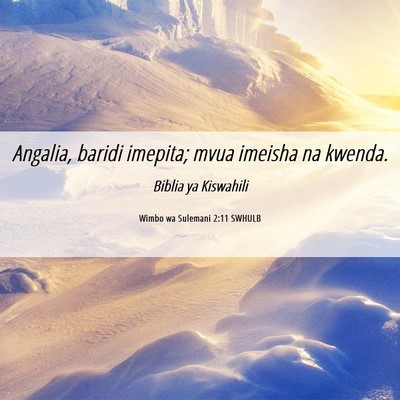 Picture 06 - Wimbo wa Sulemani 2:11 SWHULB - Angalia, baridi imepita; mvua imeisha na - Bible Verse Picture