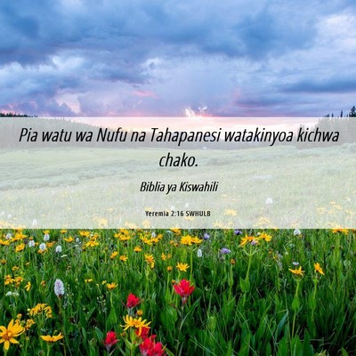 Picture 06 - Yeremia 2:16 SWHULB - Pia watu wa Nufu na Tahapanesi watakinyoa kichwa - Bible Verse Picture