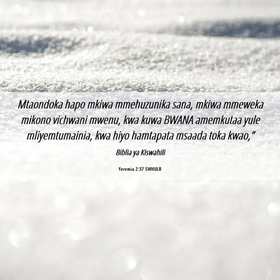 Picture 06 - Yeremia 2:37 SWHULB - Mtaondoka hapo mkiwa mmehuzunika sana, mkiwa - Bible Verse Picture