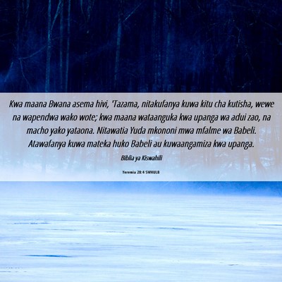 Picture 06 - Yeremia 20:4 SWHULB - Kwa maana Bwana asema hivi, 'Tazama, nitakufanya - Bible Verse Picture