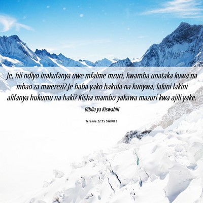 Picture 06 - Yeremia 22:15 SWHULB - Je, hii ndiyo inakufanya uwe mfalme mzuri, kwamba - Bible Verse Picture