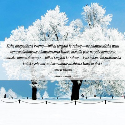 Picture 06 - Yeremia 29:14 SWHULB - Kisha nitapatikana kwenu—hili ni tangazo la - Bible Verse Picture