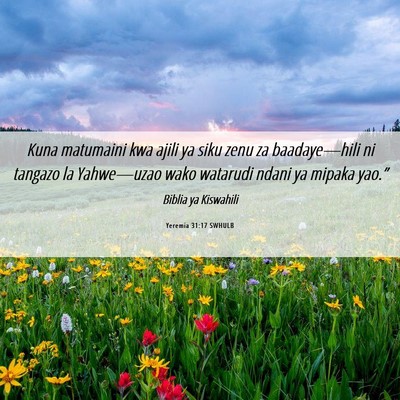 Picture 06 - Yeremia 31:17 SWHULB - Kuna matumaini kwa ajili ya siku zenu za - Bible Verse Picture