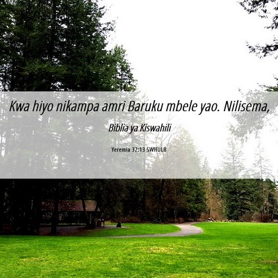 Picture 06 - Yeremia 32:13 SWHULB - Kwa hiyo nikampa amri Baruku mbele yao. - Bible Verse Picture
