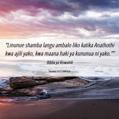 Picture 06 - Yeremia 32:7 SWHULB - “Linunue shamba langu ambalo liko katika - Bible Verse Picture