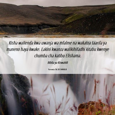 Picture 06 - Yeremia 36:20 SWHULB - Kisha walienda kwa uwanja wa mfalme na wakatoa - Bible Verse Picture