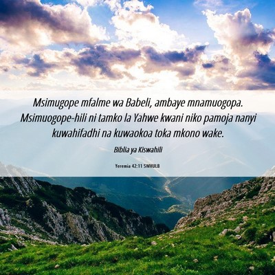 Picture 06 - Yeremia 42:11 SWHULB - Msimugope mfalme wa Babeli, ambaye mnamuogopa. - Bible Verse Picture