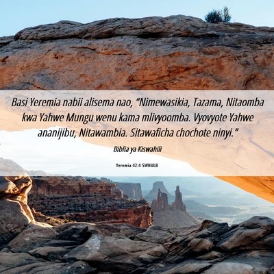 Picture 06 - Yeremia 42:4 SWHULB - Basi Yeremia nabii alisema nao, “Nimewasikia, - Bible Verse Picture