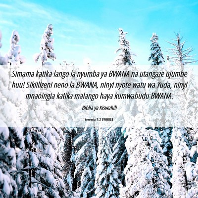 Picture 06 - Yeremia 7:2 SWHULB - Simama katika lango la nyumba ya BWANA na - Bible Verse Picture