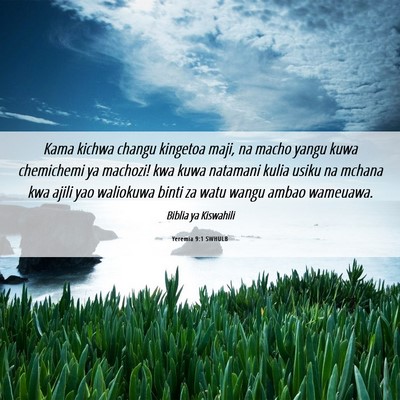 Picture 06 - Yeremia 9:1 SWHULB - Kama kichwa changu kingetoa maji, na macho yangu - Bible Verse Picture