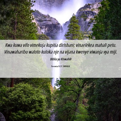 Picture 06 - Yeremia 9:21 SWHULB - Kwa kuwa vifo vimekuja kupitia dirishani; - Bible Verse Picture